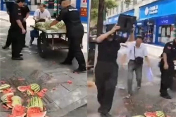 湖南永州官方回应城管粗暴砸瓜摊 官方回应：保安系社区外聘现已开除