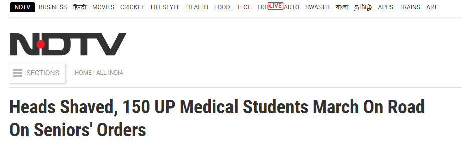 150名医学生被迫剃光头 印度高年级校园霸凌多可怕