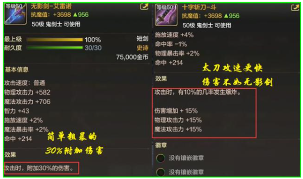 DNF手游十字斩刀斗和无影剑哪个好