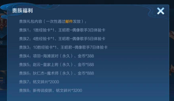 王者荣耀贵族积分有什么用